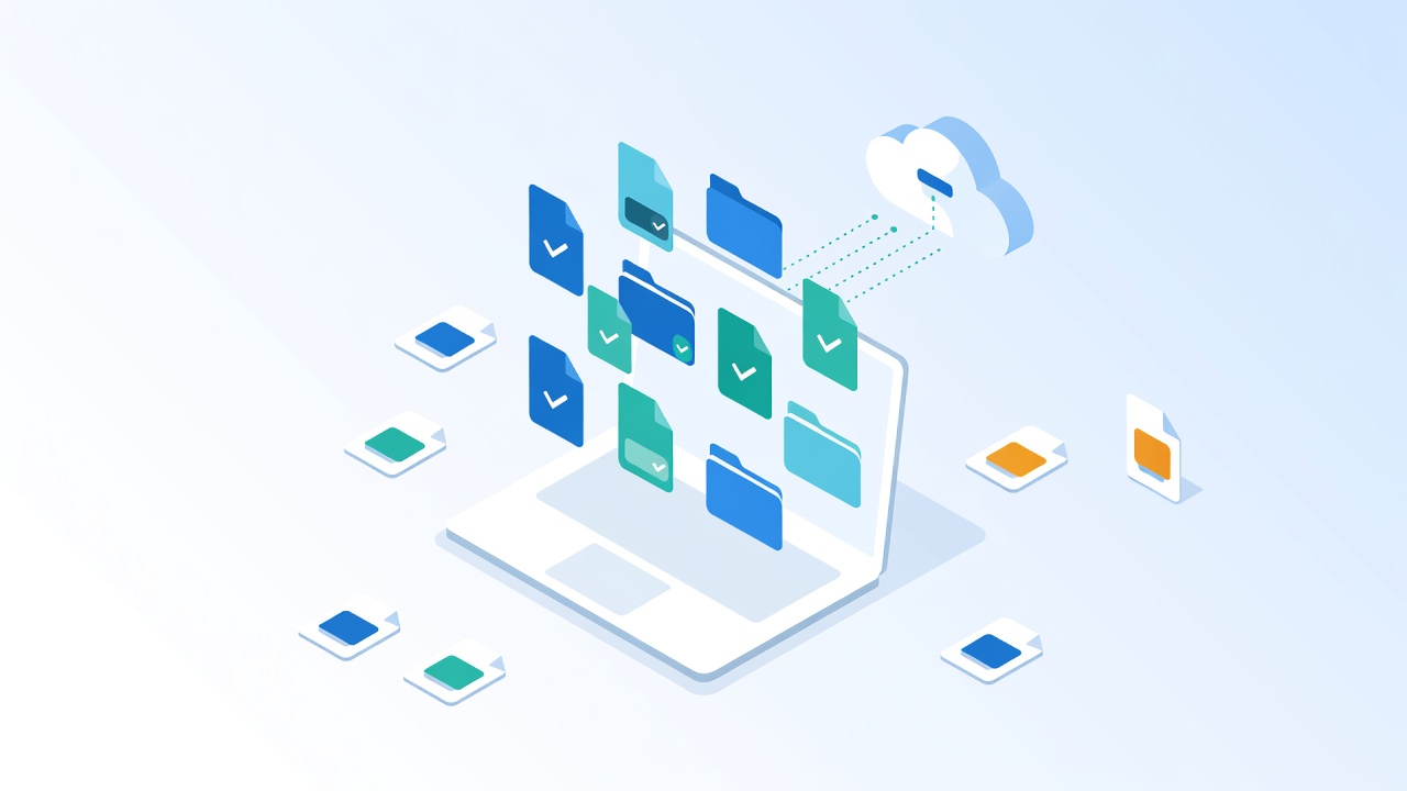 Cloud document management system with organised files, folders and cloud storage